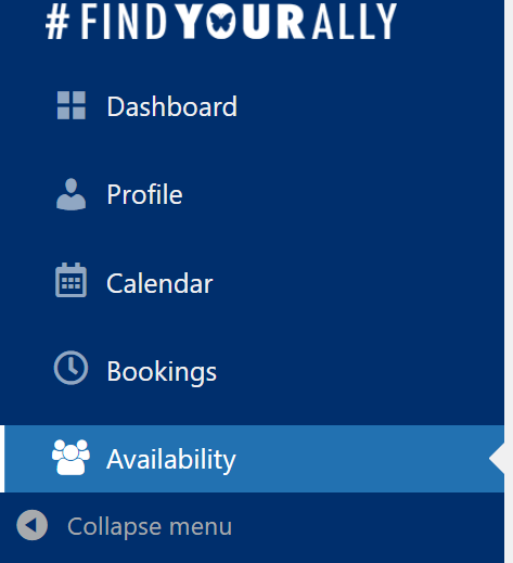 left-hand navigation menu with Availability highlighted