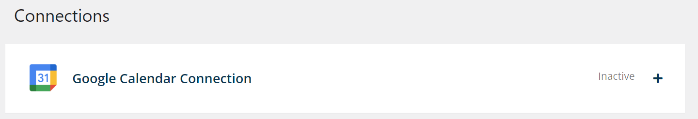 Google Calendar Connection acordion