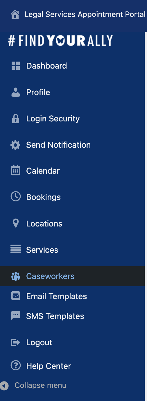 Provider Administrator's left-hand navigation menu